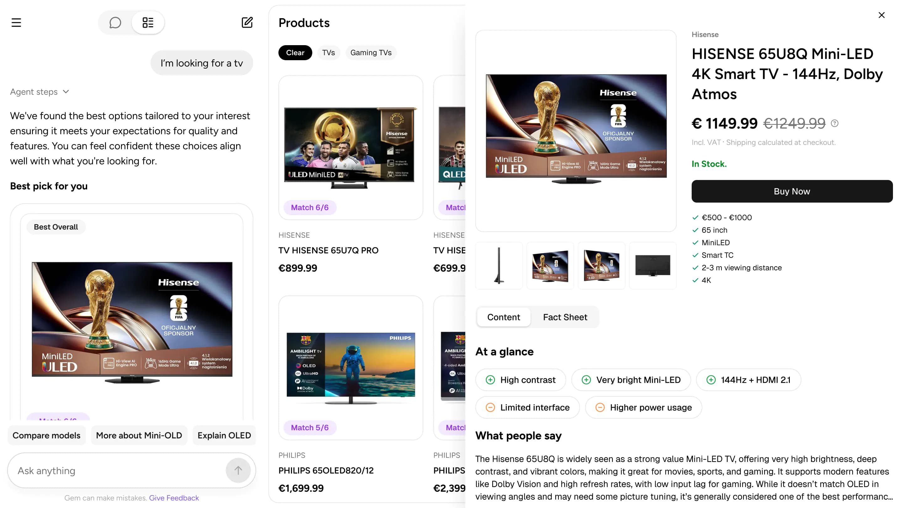 Gem Shopping Expert interface